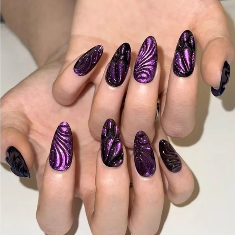 Purple 3D Design Press On Nails NWT